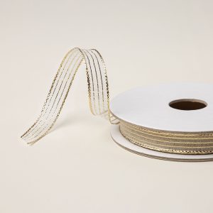 GOLD STRIPED 3/8" (1 CM) MESH RIBBON